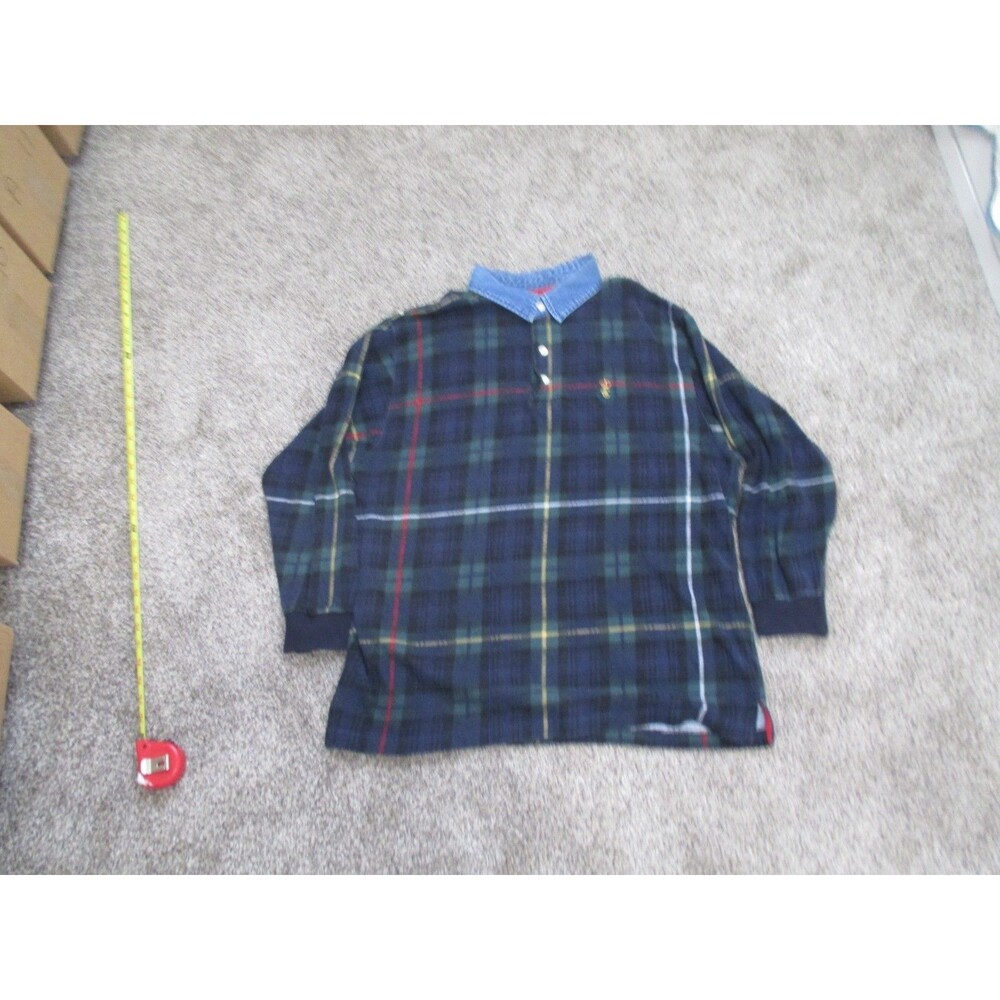 90s vintage Chaps by ralph lauren Stripe Long sleeve Tartan Plaid Shirt Mens L